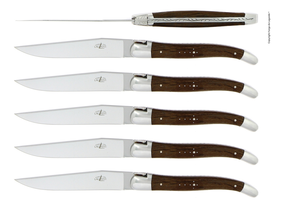 Sześć noży, rękojeść ze skamieniałego dębu, polerowana, Tradition - Forge de Laguiole w grupie Nakrycie stołu / Sztućce / Noże w The Kitchen Lab (1446-32912)