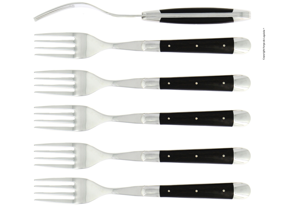 Sześć widelców, hebanowe uchwyty, polerowane, Tradition - Forge de Laguiole w grupie Nakrycie stołu / Sztućce / Widelce w The Kitchen Lab (1446-32924)
