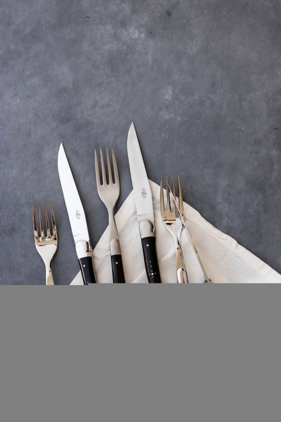 Sześć widelców, hebanowe uchwyty, polerowane, Tradition - Forge de Laguiole