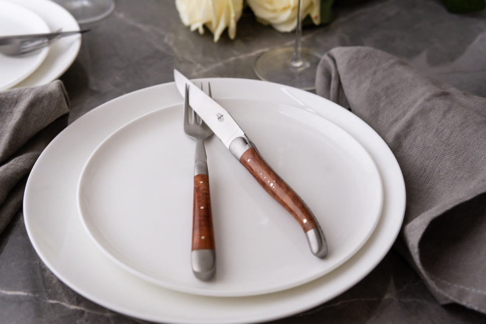 Sześć widelców, drewniany uchwyt, polerowany, Tradition - Forge de Laguiole