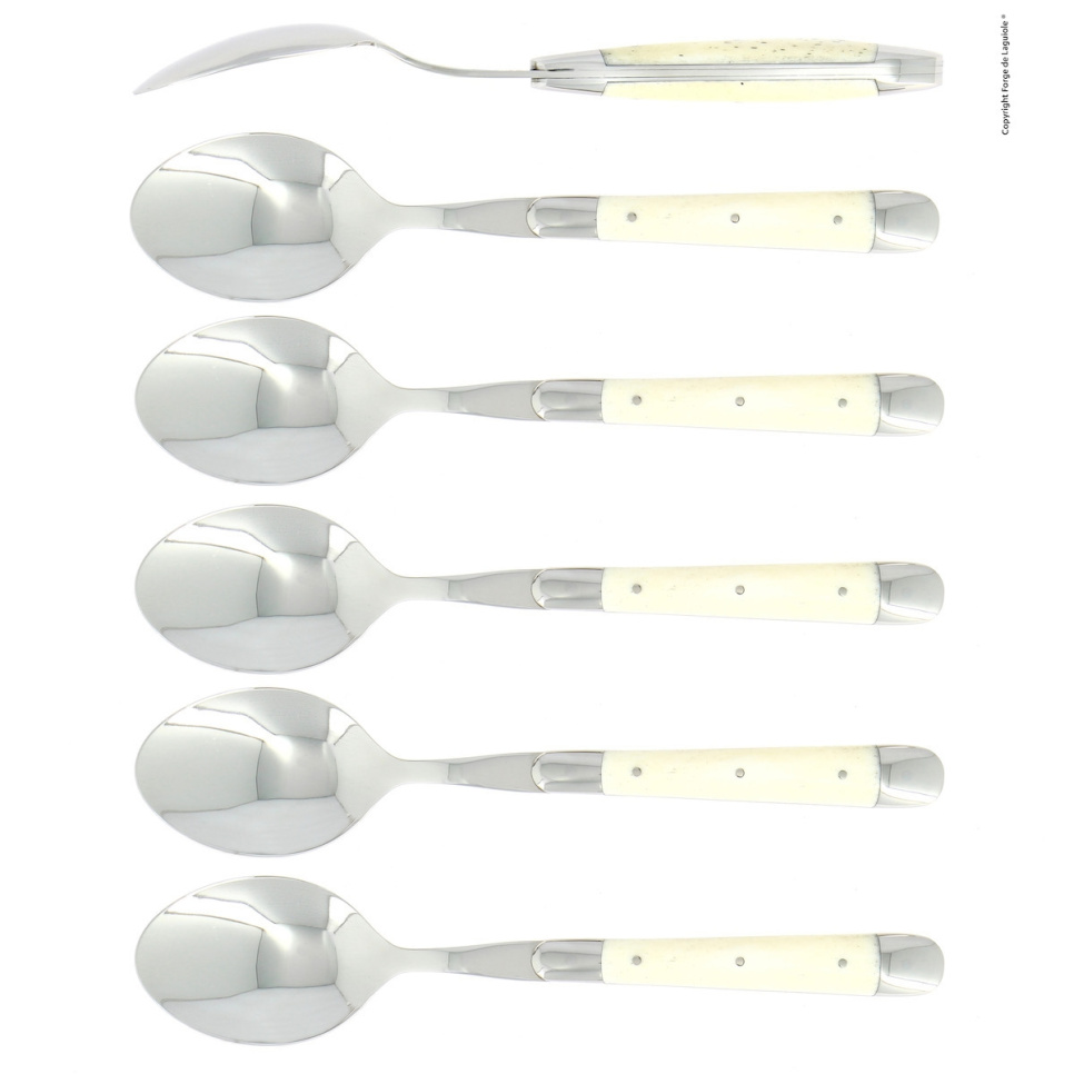Sześć łyżek, uchwyt z kości, polerowane, Tradition - Forge de Laguiole w grupie Nakrycie stołu / Sztućce / Łyżki w The Kitchen Lab (1446-32936)