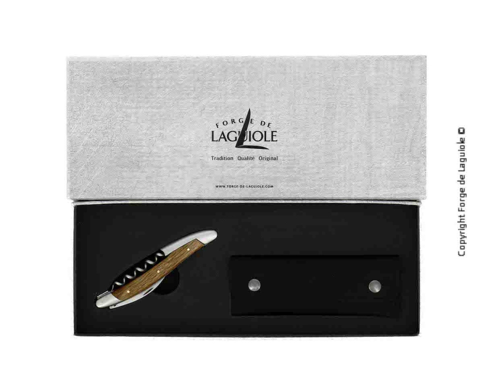 Nóż sommelierski ze skamieniałej kory dębu, damascenizowany z dekoracją, kolekcja - Forge de Laguiole w grupie Bar i wino / Akcesoria do wina / Noże sommeliera i otwieracze do butelek w The Kitchen Lab (1446-32955)