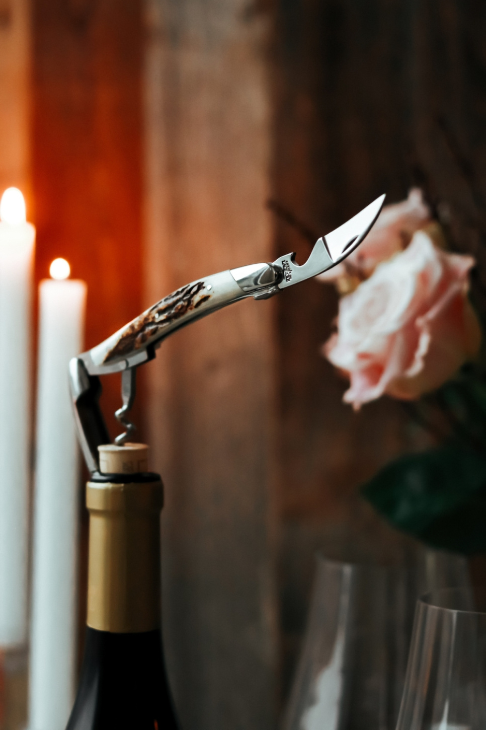 Nóż sommelierski z poroża jelenia, polerowany, Tradition - Forge de Laguiole