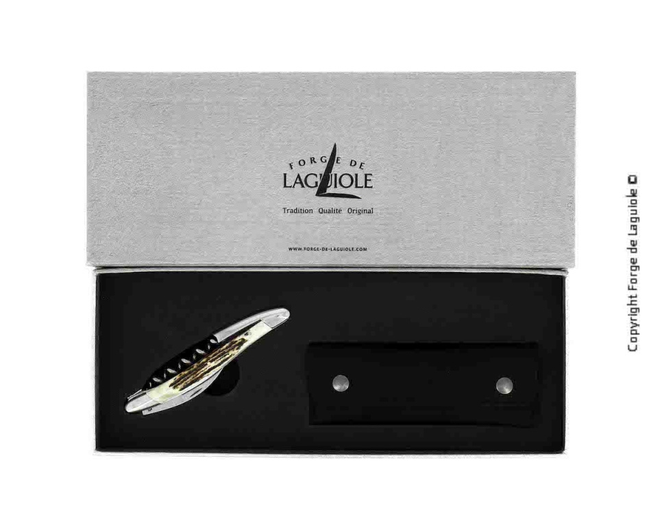 Nóż sommelierski z poroża jelenia, polerowany, Tradition - Forge de Laguiole
