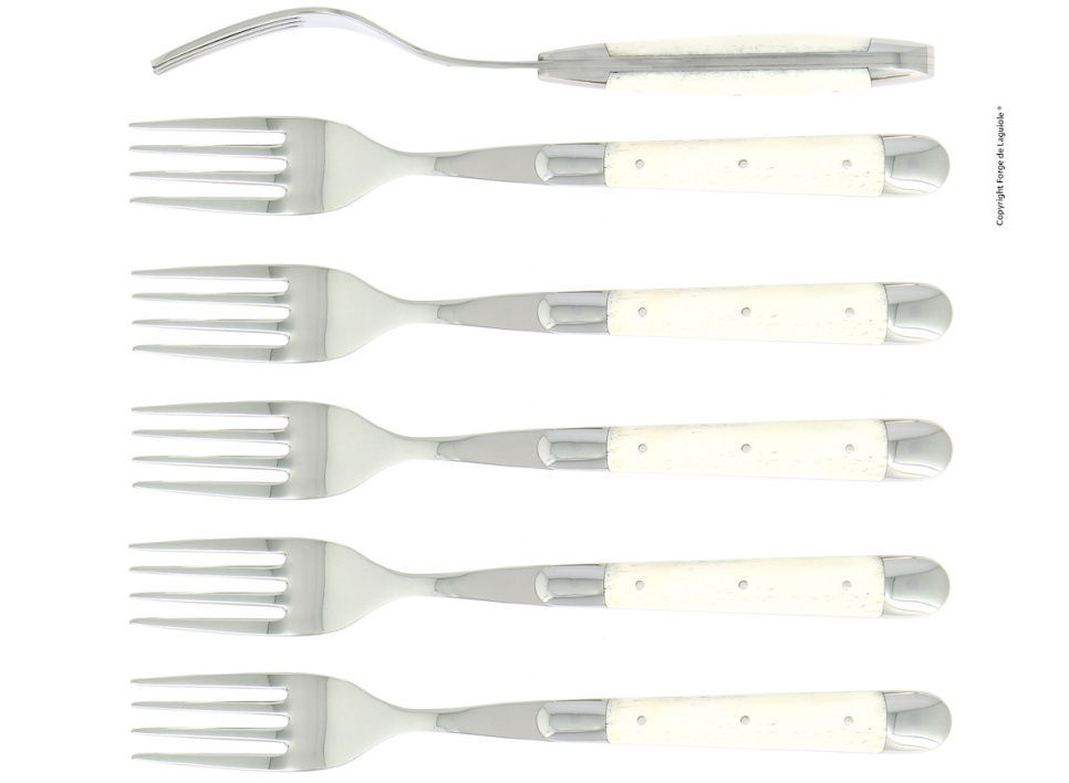 Sześć widelców, uchwyt z kości, polerowany, Tradition - Forge de Laguiole w grupie Nakrycie stołu / Sztućce / Widelce w The Kitchen Lab (1466-22184)