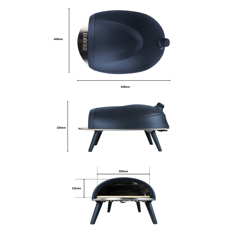 Piec do pizzy Diavolo, gazowy, niebieski - Delivita Piec do pizzy Diavolo, gazowy, niebieski - Delivita