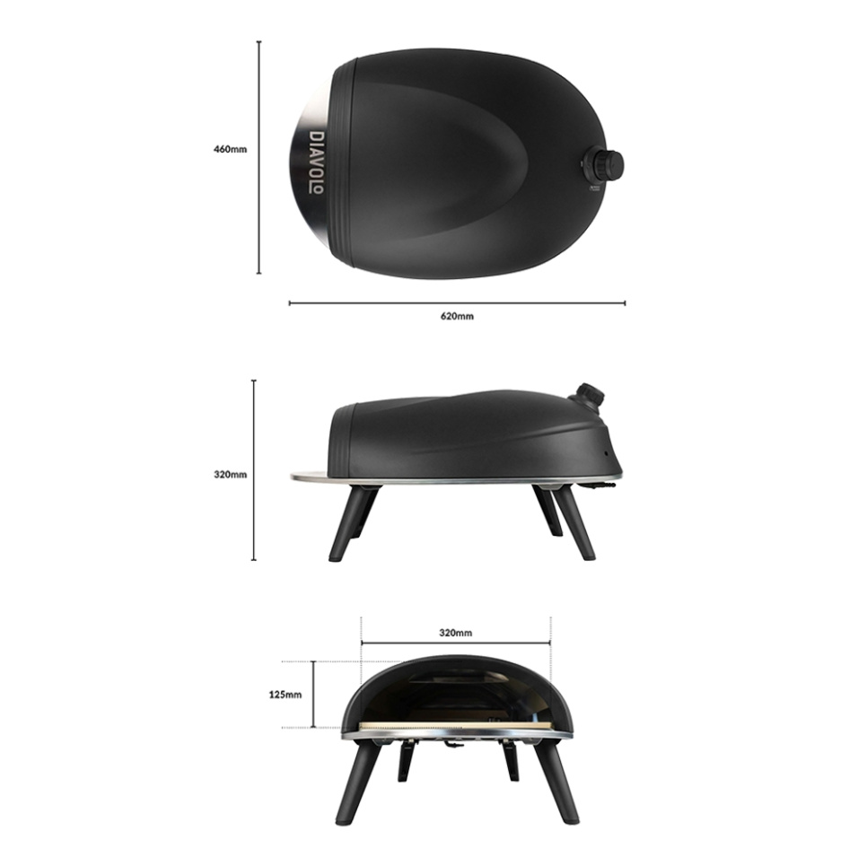 Piec do pizzy Diavolo, gazowy, czarny - Delivita Piec do pizzy Diavolo, gazowy, czarny - Delivita