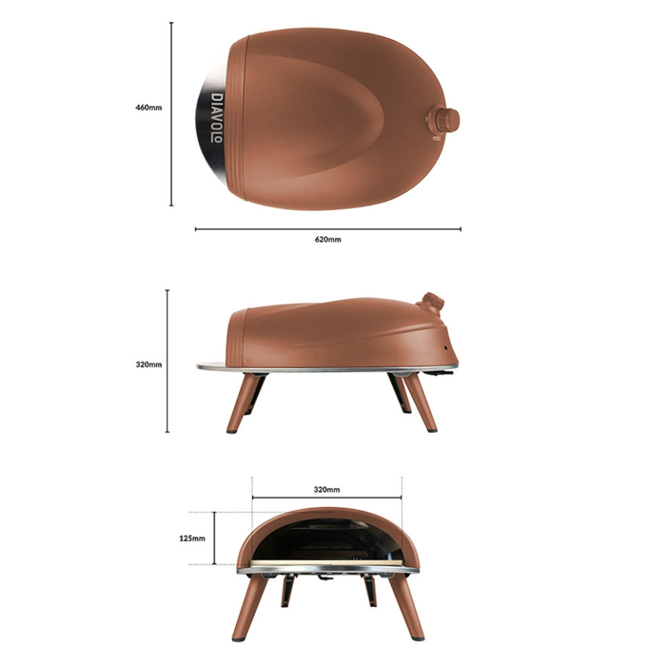 Piec do pizzy Diavolo, gazowy, brązowy - Delivita Piec do pizzy Diavolo, gazowy, brązowy - Delivita