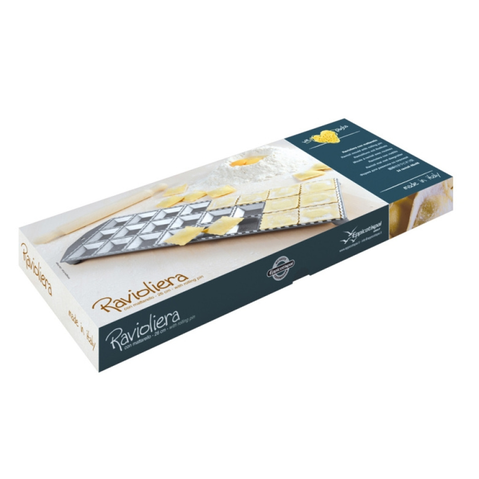 Forma do ravioli z wałkiem do ciasta, 24 kwadratowe kawałki - Eppicotispai Forma do ravioli z wałkiem do ciasta, 24 kwadratowe kawałki - Eppicotispai