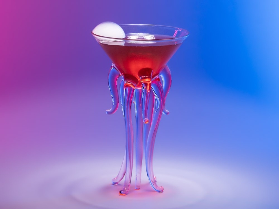 Szklany kieliszek, Medusa, różowy, 20 cl - 100% Chef