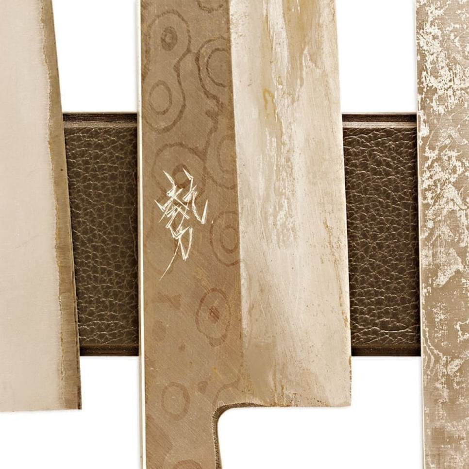 Listwa magnetyczna na noże, czarna skóra, czarny dąb - Piotr The Bear