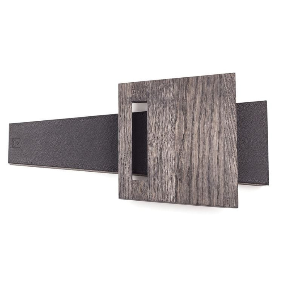 Ręcznie wykonany stojak na noże, dąb i skóra - Piotr The Bear