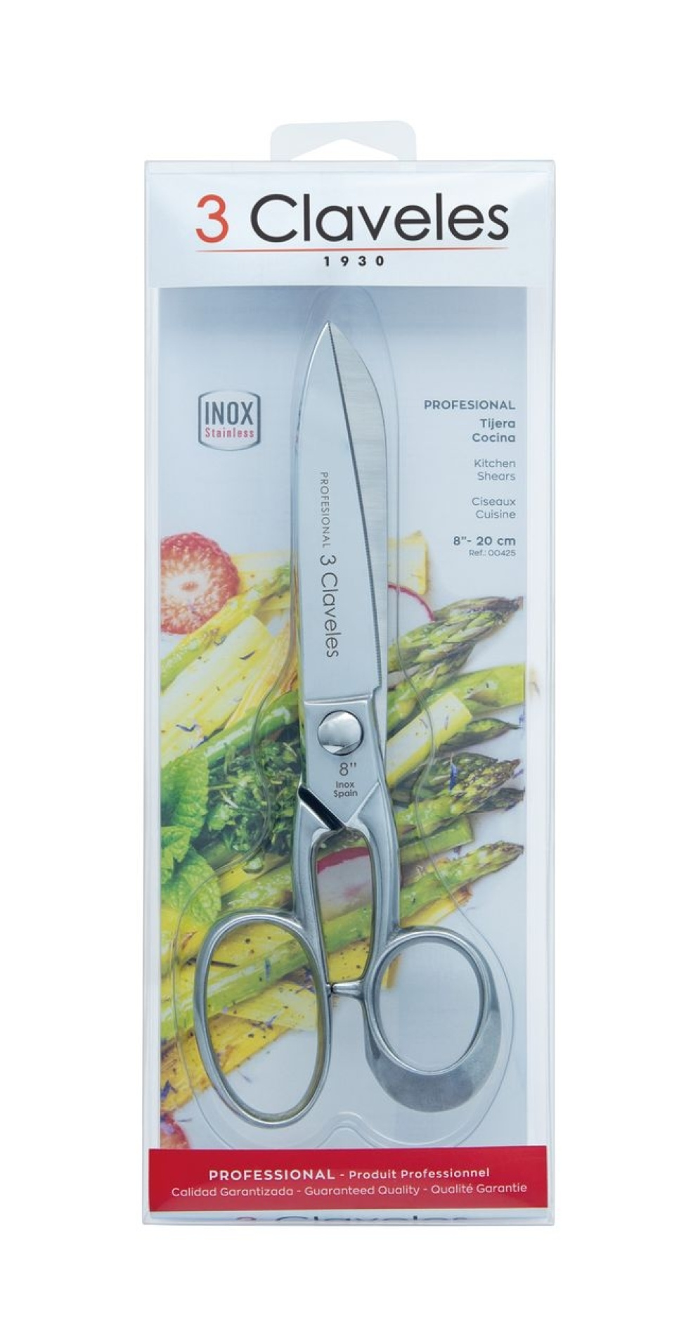 Nożyczki kuchenne ze stali nierdzewnej, Professional - 3 Claveles - 20 cm