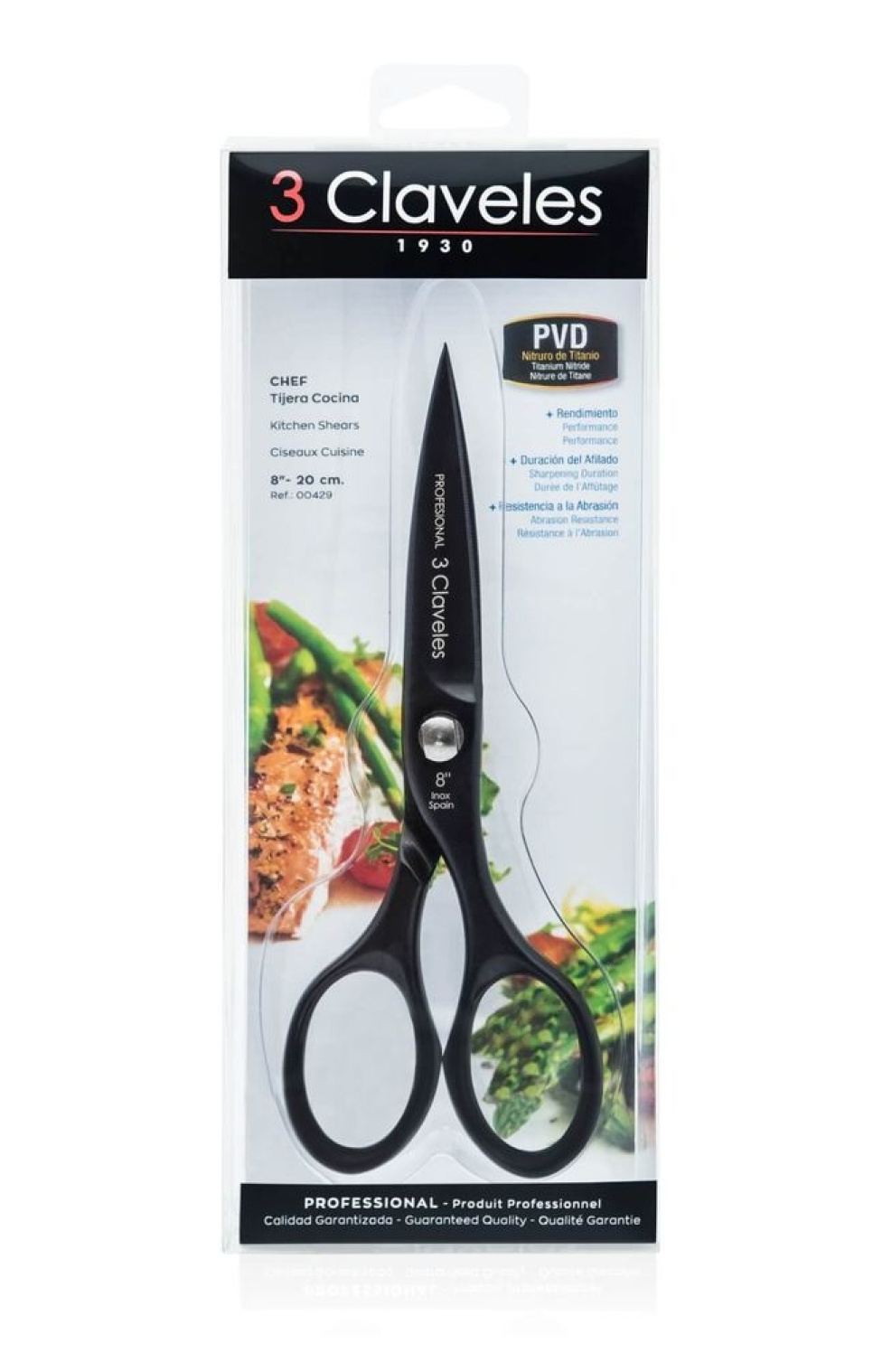 Nożyczki kuchenne 20 cm, Chef, czarne - 3 Claveles