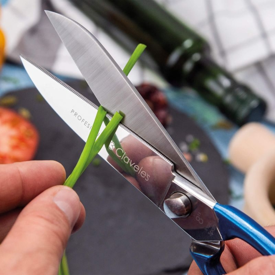 Profesjonalne nożyczki kuchenne ze stali nierdzewnej, niebieskie - 3 Claveles