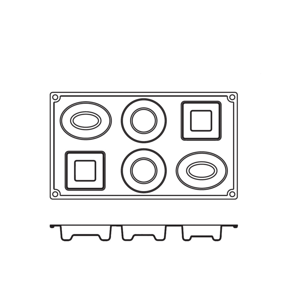 Forma do pieczenia z silikonu, okrągła, owalna, kwadratowa, 6 szt - Pavoni Forma do pieczenia z silikonu, okrągła, owalna, kwadratowa, 6 szt - Pavoni