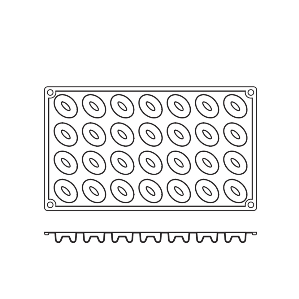 Forma do pieczenia z silikonu, mała owalna Savarin, 28 szt - Pavoni