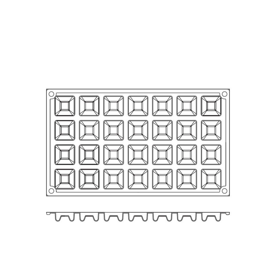 Forma do pieczenia z silikonu, mała kwadratowa Savarin, 28 sztuk - Pavoni