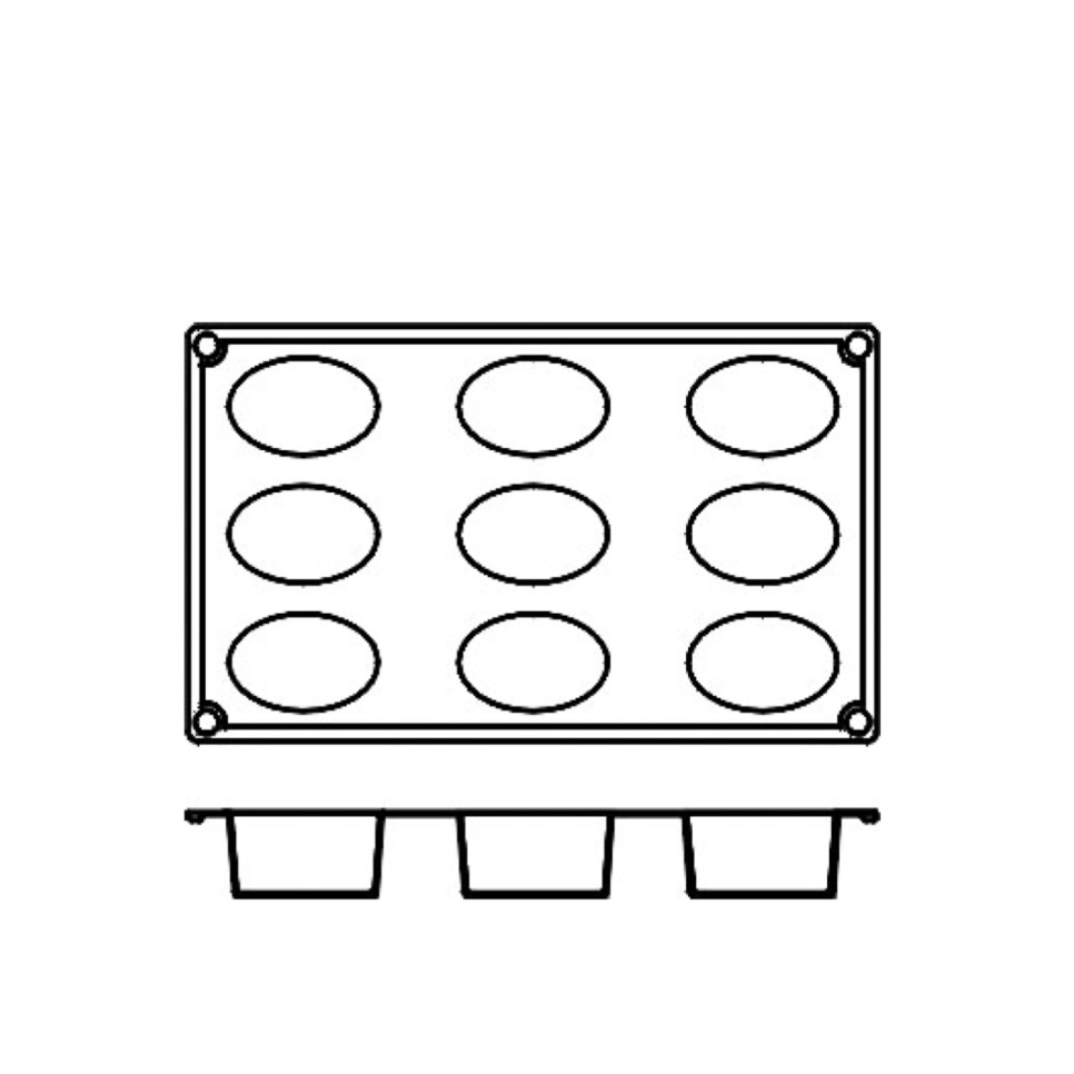 Silikonowa forma do pieczenia, owalna, 9 szt. - Pavoni
