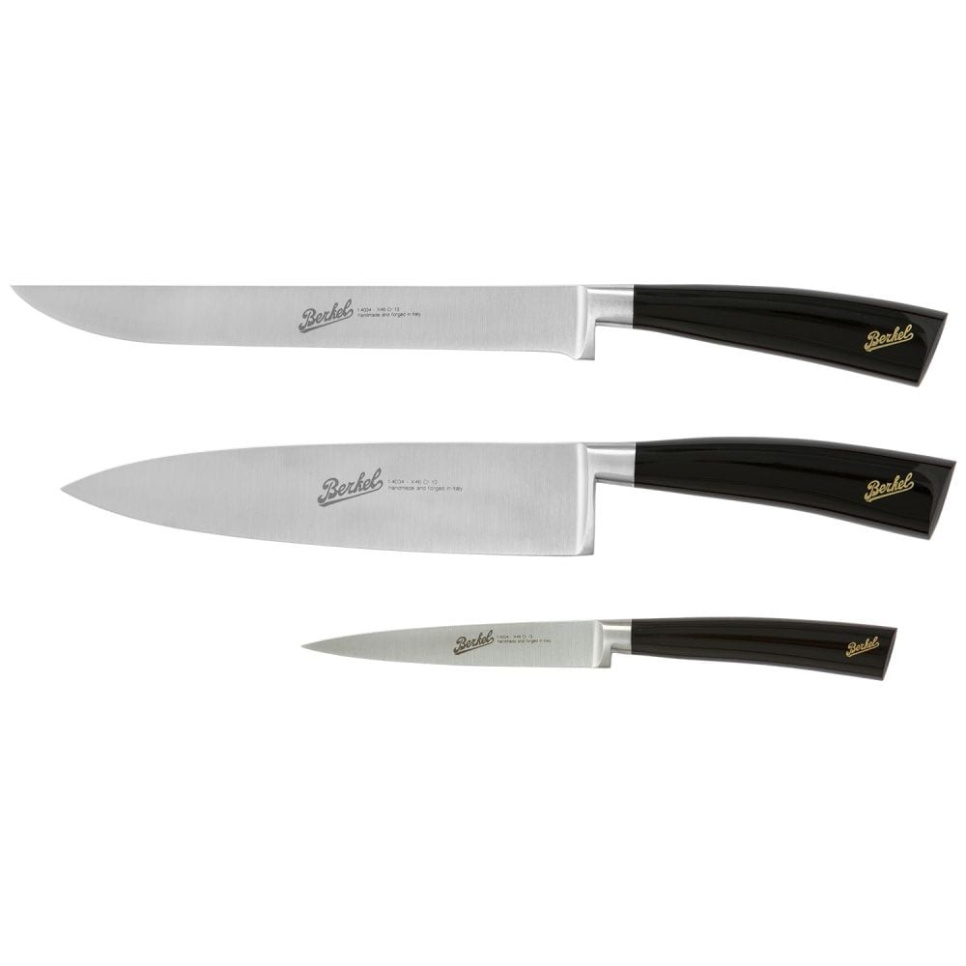 Zestaw noży w trzech częściach, Elegance Glossy Black - Berkel w grupie Gotowanie / Noże kuchenne / Zestaw noży w The Kitchen Lab (1870-23985)