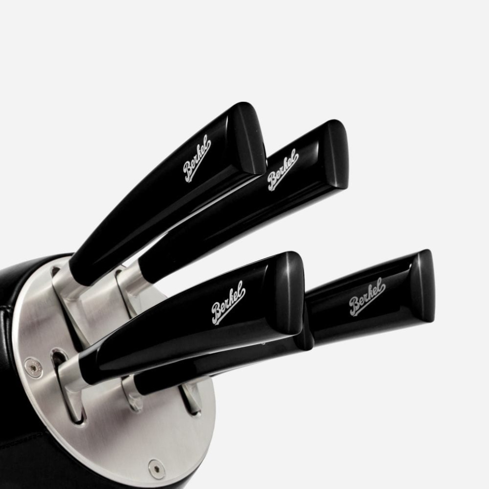 Skórzany blok na noże z pięcioma nożami, Elegance Black - Berkel
