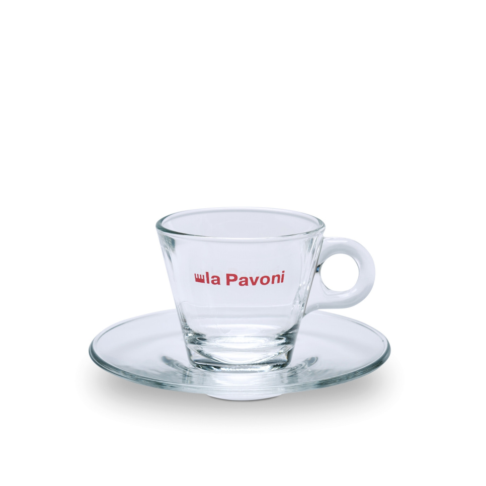Szklane filiżanki do espresso ze spodkiem, opakowanie 6 sztuk - La Pavoni w grupie Herbata i kawa / Akcesoria do kawy / Filiżanki do kawy w The Kitchen Lab (1984-31487)