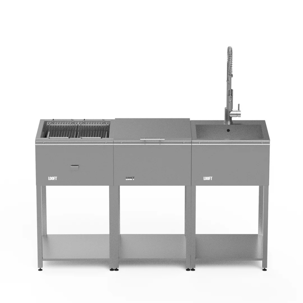 Kuchnia ogrodowa, kompletna z grillem węglowym, blatem roboczym i zlewem – Looft w grupie Grille, kuchenki i piekarniki / Grillowanie / Kuchnia zewnętrzna w The Kitchen Lab (1990-31627)