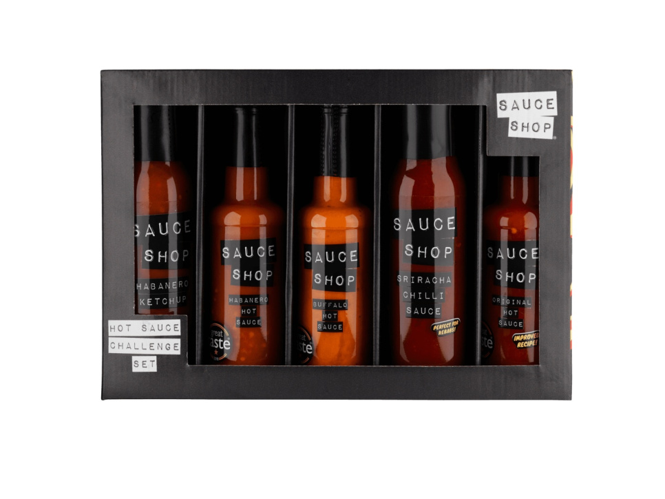Hot Sauce Challenge, Zestaw pięciu sosów chili - Sauce Shop w grupie Gotowanie / Kolonialne w The Kitchen Lab (2070-26812)