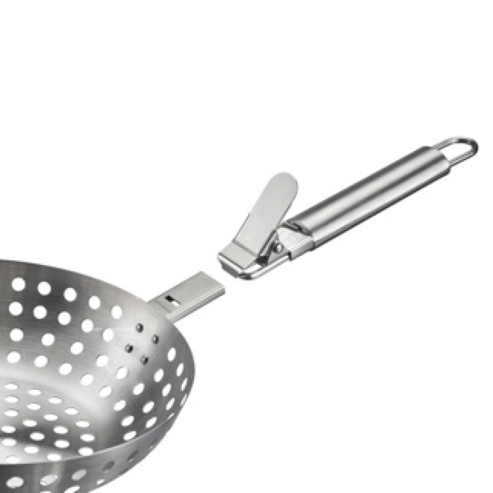 Perforowany kosz do grillowania ze stali nierdzewnej ze zdejmowanym uchwytem, 28 cm - Westmark Perforowany kosz do grillowania ze stali nierdzewnej ze zdejmowanym uchwytem, 28 cm - Westmark