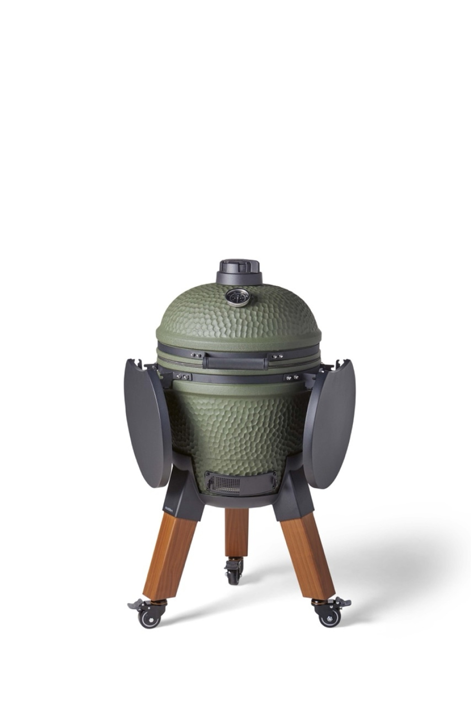 Grill Kamado ze wspornikiem nóg, aluminiowymi nogami (imitacja drewna) z kółkami i stolikiem bocznym - Moddern w grupie Grille, kuchenki i piekarniki / Grillowanie / Grille Kamado w The Kitchen Lab (2236-32035)