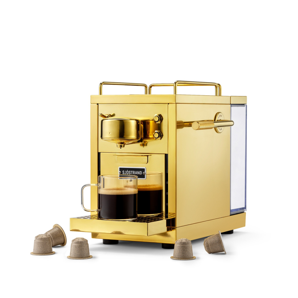 Ekspres na kapsułki, oryginalny ekspres na kapsułki do espresso, mosiądz - Sjöstrand w grupie Herbata i kawa / Brew coffee / Aparaty do kawy w The Kitchen Lab (2237-31695)