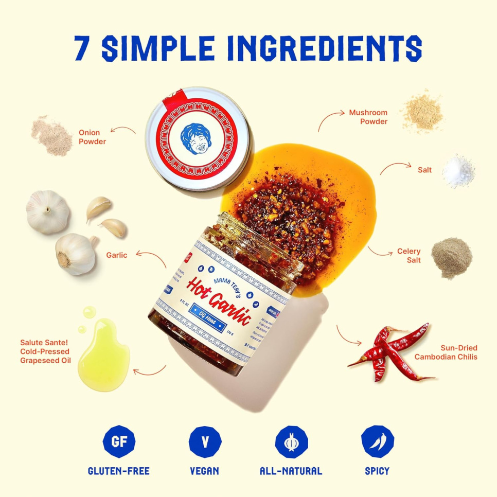 Mama Teav\'s Hot Garlic Chili Crisp, 170 g