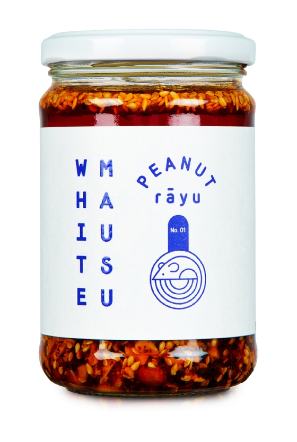 Peanut Rãyu, chrupiący olej chili z orzeszkami ziemnymi i sezamem, 240 g - White Mausu w grupie Gotowanie / Przybory kuchenne / Kuchnia azjatycka w The Kitchen Lab (2255-33174)